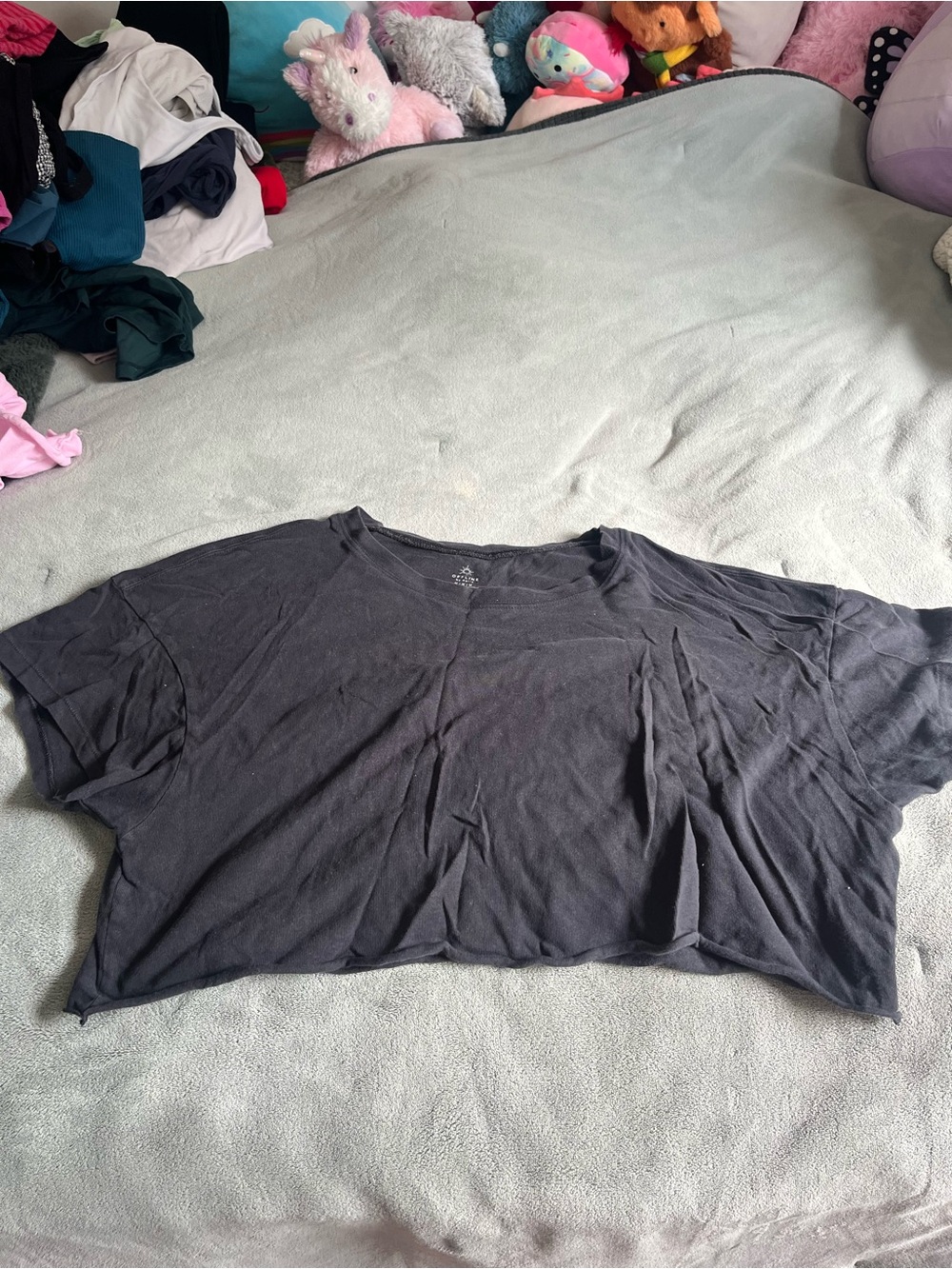 Offline by Aerie Black Cropped Tee Size Medium